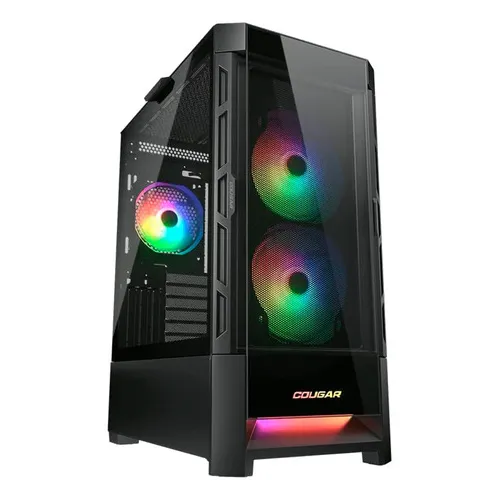 Gabinete Cougar Duoface Rgb Negro Panel Malla Y Cristal