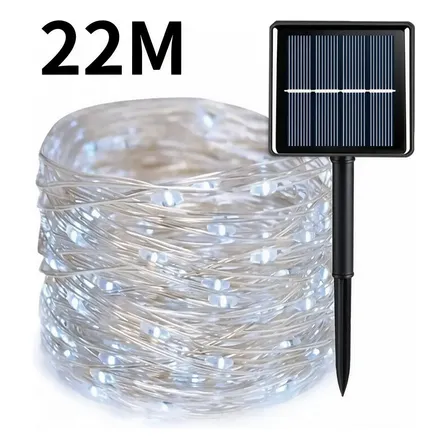 12/22m Pisca Fio De Fada Solar Decorações Natal Led 22m Branco