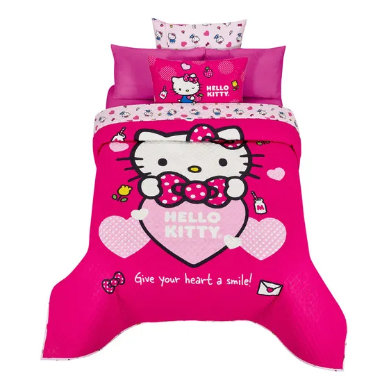 Edrecolcha Individual Hello Kitty Heart - Providencia Color Fucsia