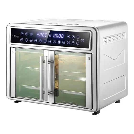 Horno Freidora De Aire Doble Zona 28l 1800w Led Ditron Plateado
