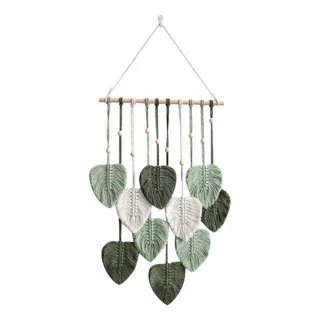 Tapiz Tejido En Macrame Boho Diseño De Hojas Decoración