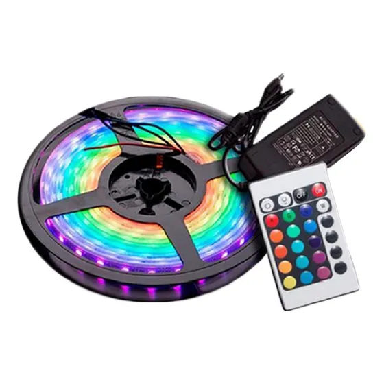 Tira Led Rgb Rollo 5050 5 Mts Cinta 12v C/ Control Remoto
