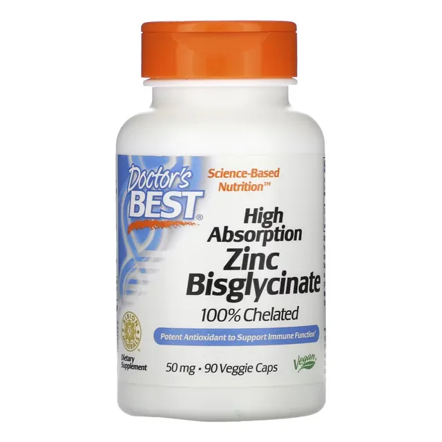 Bisglicinato de zinc 100% quelado 50 mg 90 cápsulas Doctor's Best Flavor sin sabor