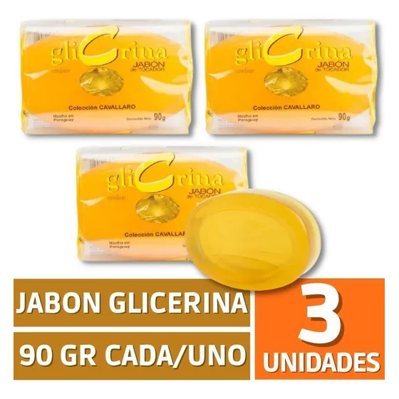 Jabon De Glicerina Premium 3 Barras De 90 Gramos Pack