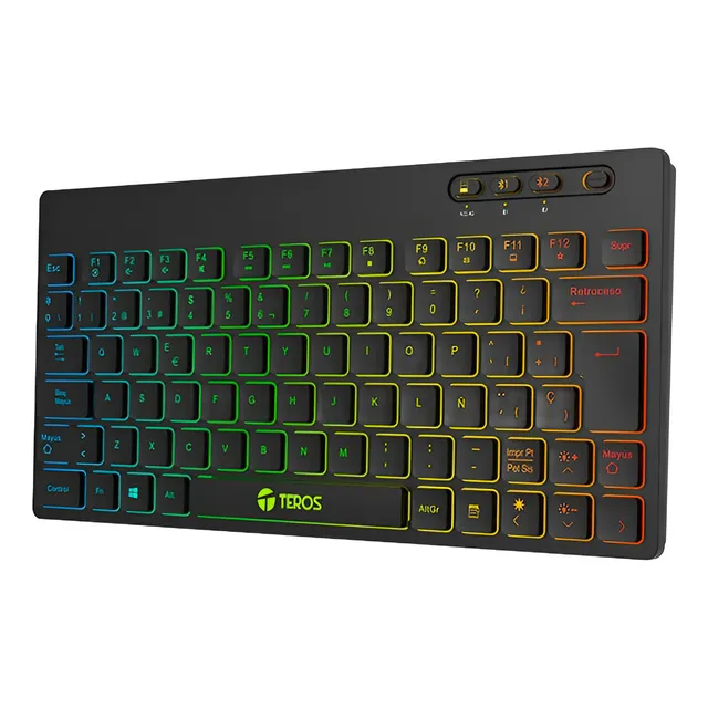 Teclado Gamer Teros Te-4066g Rgb Inalámbrico Bluetooth Teclado Negro Idioma Español Latinoamérica