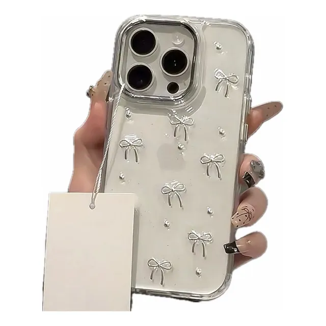 Funda Tpu Transparente Moño Silver Para iPhone 14 Pro Max