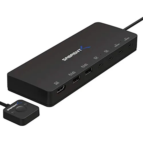 Conmutador Kvm Usb Tipo C De 2 Puertos Sabrent Con Power Del