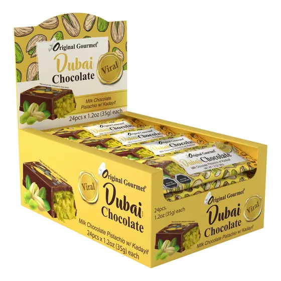 Chocolate Dubai Original Gourmet Original Gourmet chocolate pistacho con pistacho sin TACC display 24 u | Cuotas sin interés