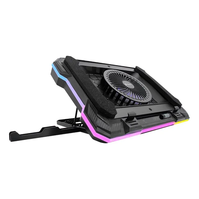 Cooler Para Laptop Teros Te-7133n Rgb De 14'' Hasta 19'' Color Negro Led Agua