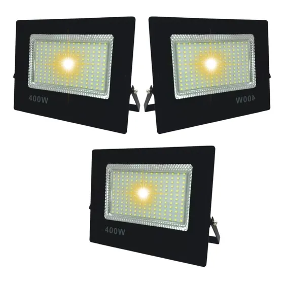 Kit 3 Refletores Led Holofote 400w Bivolt Branco Quente