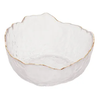 Bowl De Cristal Martelado Com Borda Dourada Taj 13cm X 6,5cm Bowl De Cristal Martelado Com Borda Dourada Taj 13cm X 6,5cm