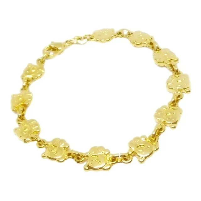 Pulsera Oro 18k Laminado Chica Eslabon Oso Infantil Nena 