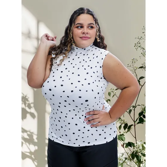 Media Polera Musculosa Ananá Plus Size Modal Lunares