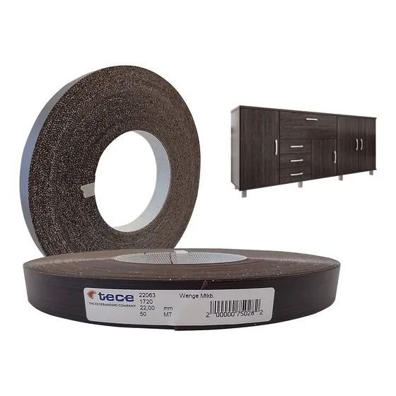 Filo Melaminico Preencolado Wengué 22mm X 50metros Tece