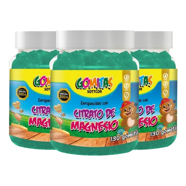 Pack 3 Citrato De Magnesio En Gomitas Niños 130 Sottcor Labs