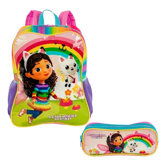 Kit Escolar Mochila De Costas Com Estojo Gabby Fadas Sestini