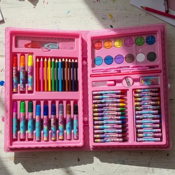 Maleta De Pintura Infantil Estojo Material Escolar 68 Peças