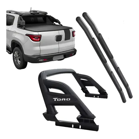 Kit Fiat Toro Santo Antonio E Estribo Preto 2016 Até 2023 Preto