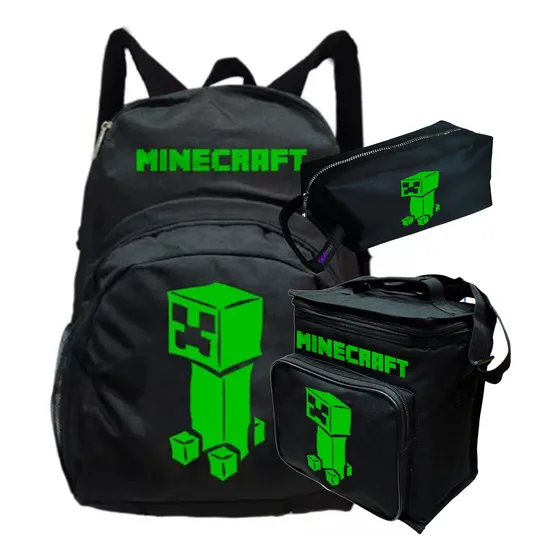 Mochila Creeper Minecraft Pack Lonchera Estuche Grafimax