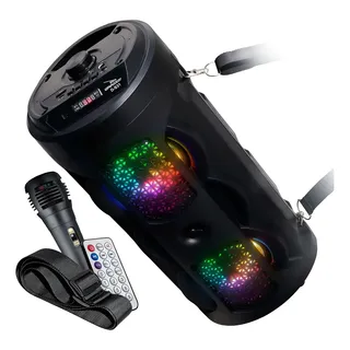 Caixa De Som Bluetooth Rgb Rádio Fm Microfone Aux P2 Sd Usb