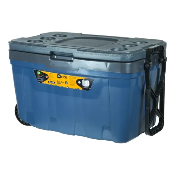 Caixa Térmica Cooler 54l Camping Praia Cinza Azul Nautika