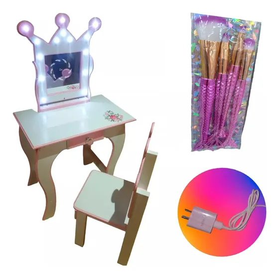 Tocador Infantil Pintado + 14 Luces Usb + Sillita + Regalo!