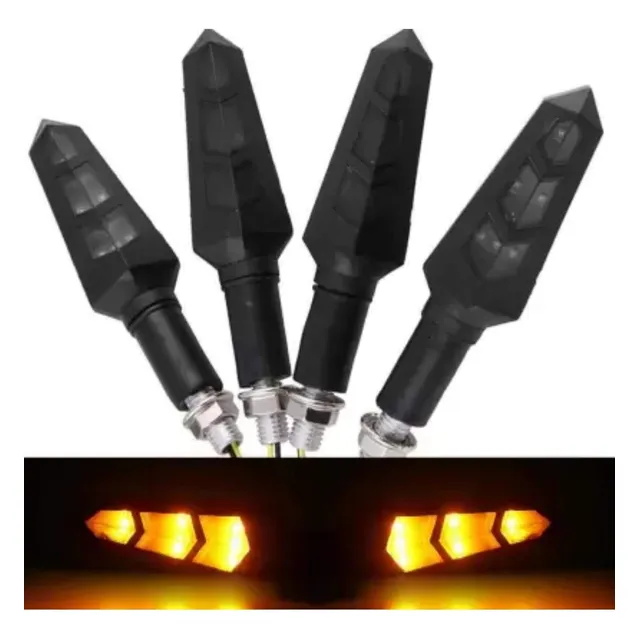 X4 Giros Guiños Amarillos 6 Led Ahumado Fijos 12v Dzz