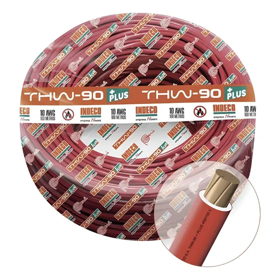 Rollo De Cable 100 Metros Thw-90+ Plus 10 Awg Indeco