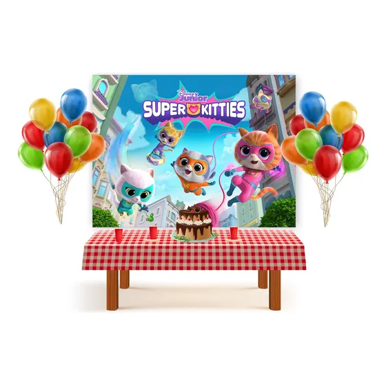 Fondo De Tela Super Gatitos Super Kitties Decorar Candy Bar