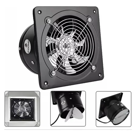 Exaustor Axial 150mm Residencial Alta Velocidade Ventilada 220v Preto