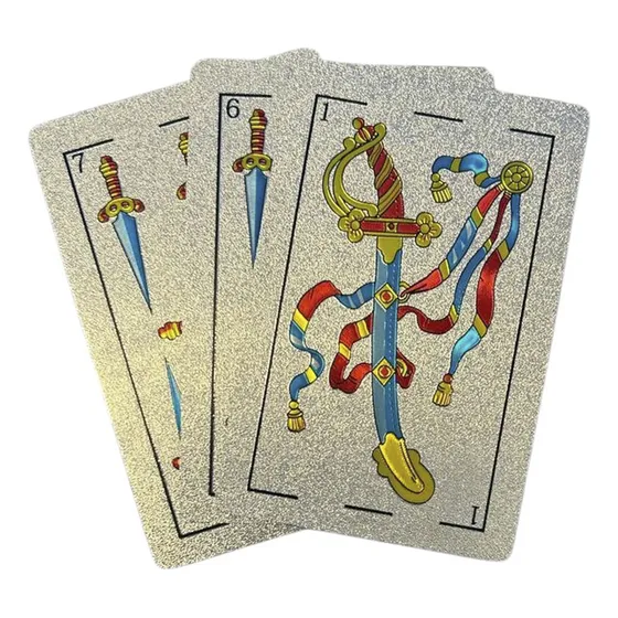 Mazo De Cartas Españolas Foil Color Plata Diseño Exclusivo