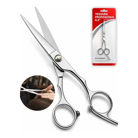 Tesoura Aço Inox Profissional Barbearia Fio Laser Cabelo 6.5