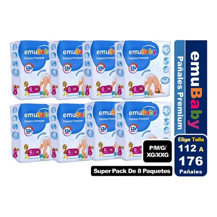Pañales Emubaby Premium Elige Talla Pack X 8 Paquetes