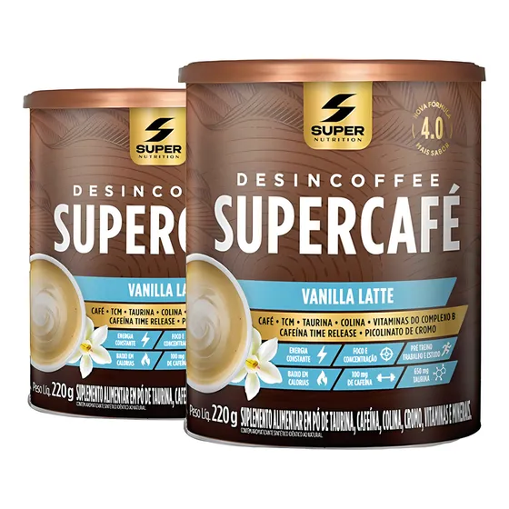 2x Super Café Desincoffee 220g Desinchá: Termogênico Natural Sabor Vanilla Latte