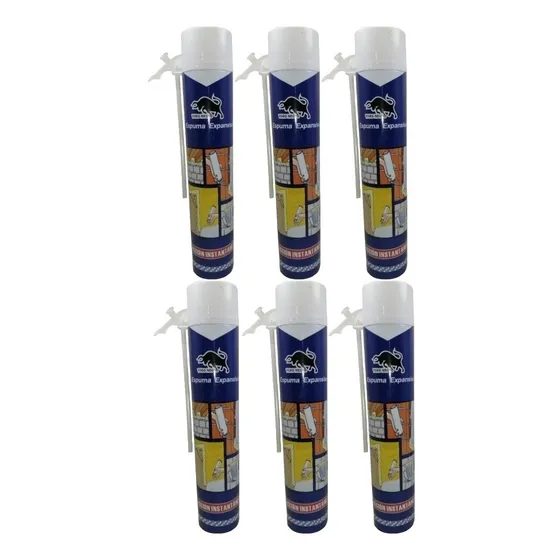 Pack 6 Espuma Expansiva Poiuretano Sellante 750ml Toro Negro