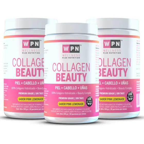 Pack 3 Wpn Collagen Beauty En Polvo Sabor Pink Lemonade