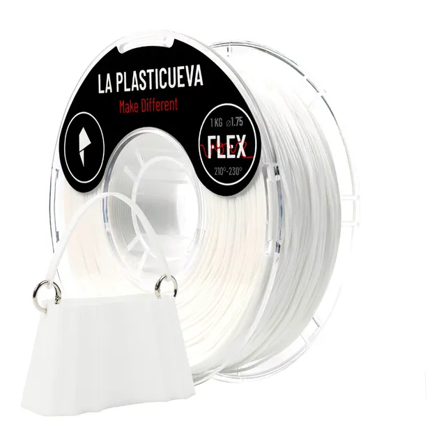 Filamento Para Impresión 3d Material Flexible Tpu 1kg 1.75 Color Flex Blanco