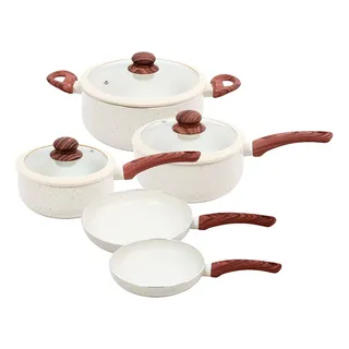 Jogo Panelas 5 Peças Antiaderente Fogão Gas E Indução Lehavi Yafo Cor Creme Jogo Panelas 5 Peças Antiaderente Fogão Gas E Indução Lehavi Yafo Cor Creme