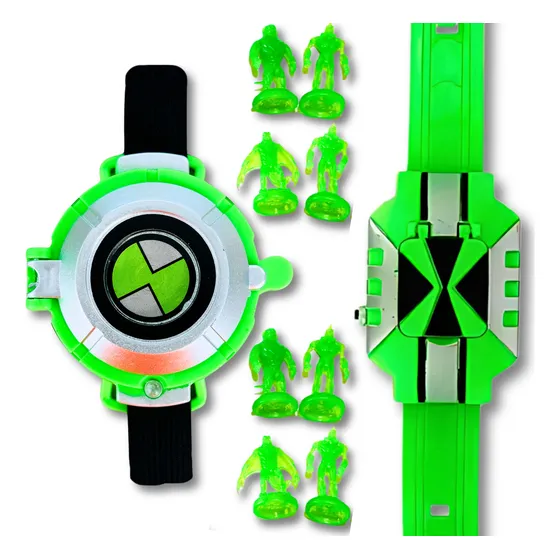 Kit Relógio Ben 10 Omnitrix Lançador De Discos Sons E Luzes