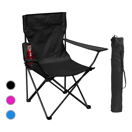 Silla De Playa Portatil Plegable Para Exterior Camping Pesca Color Negro Homex