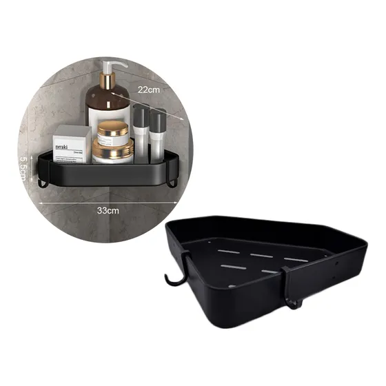 Base Organizador De Baño Esquinero Estante Negro