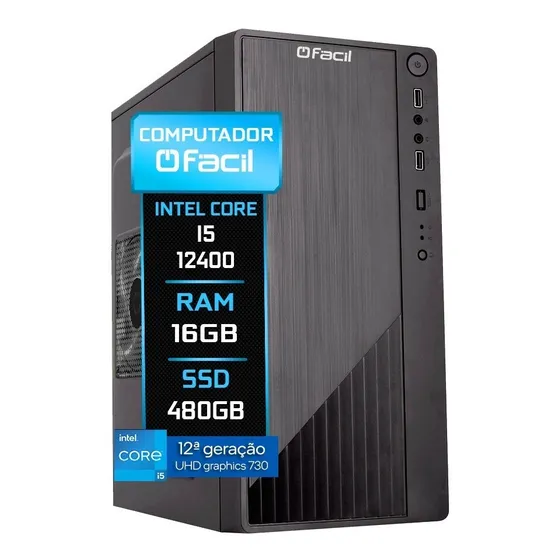 Computador Fácil Intel I5 12400 12a 16gb Ddr4 Ssd 480gb