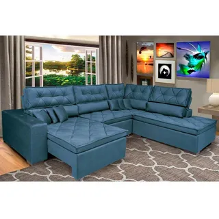 Sofa De Canto RetrĂĄtil E ReclinĂĄvel Cama Inbox Platinum Azul Sofa De Canto RetrĂĄtil E ReclinĂĄvel Cama Inbox Platinum Azul