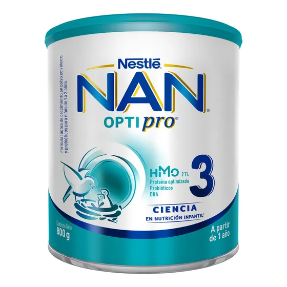 Nestlé Nan Optimal pro 3 leche de fórmula en polvo sin tac en lata de 1 de 800g