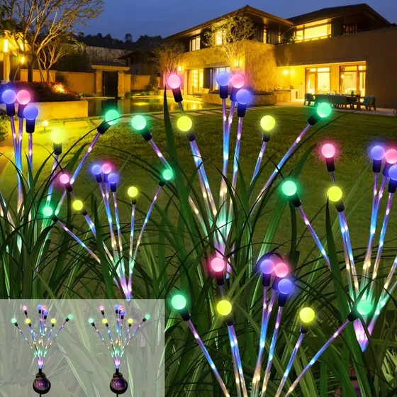 8 Luces Lampara Solar Jardin Luz De Luciérnaga Led 2 Piezas Estructura Color