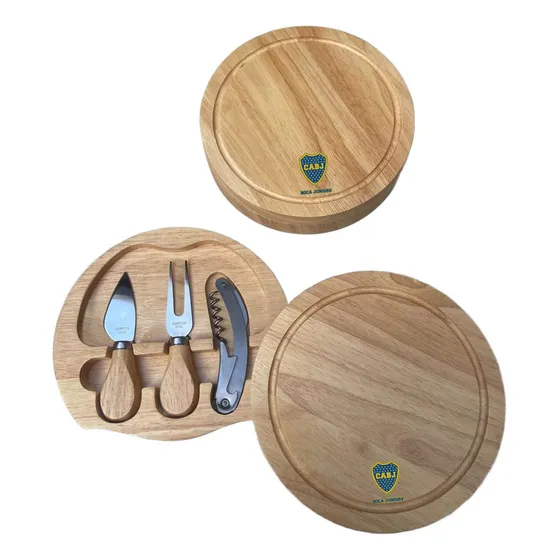 Set Picada-asado Bambu 4 Pzas Personalizable Boca Juniors