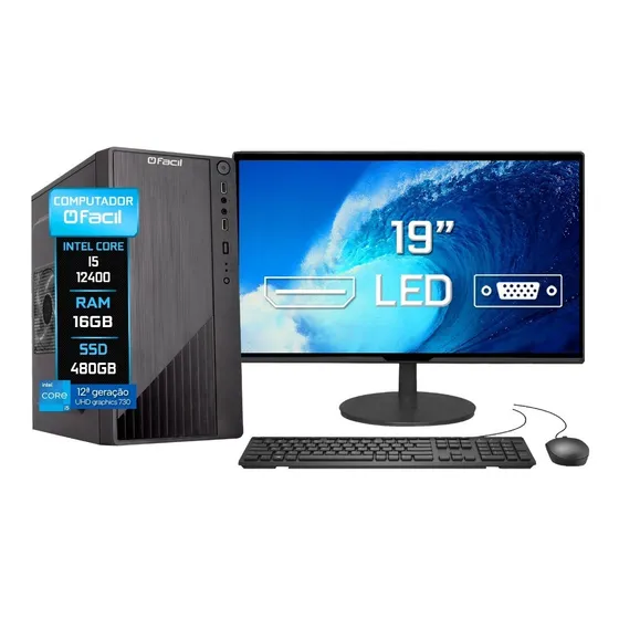Computador Completo Fácil Intel I5 12400 16gb Ddr4 Ssd 480gb