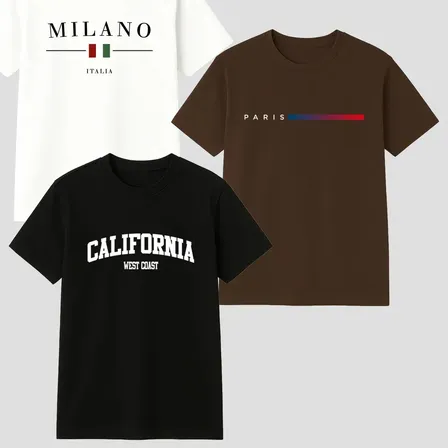 Kit 3 Camisetas Masculina 100% Algodão Premium Verão Casual