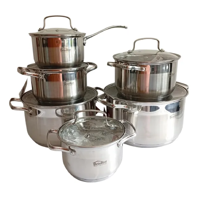 Batería Rd Royal Cook Acero Inoxidable C/tapa 12 Piezas