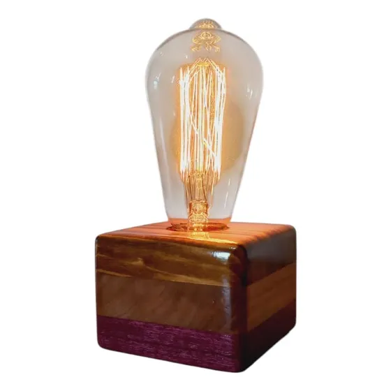Luminária De Mesa Cubo Rústico 9x6 Cm - Carpintaria Albino